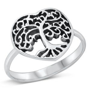 Sterling Silver Tree of Life Ring 925 Fashion Band